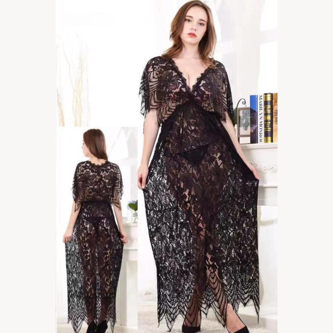 Robe de Nuit en Dentelle Noire
