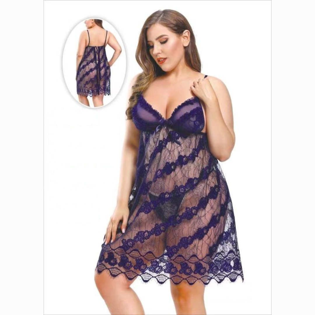 Robe de Nuit en Dentelle Bleue Élégante