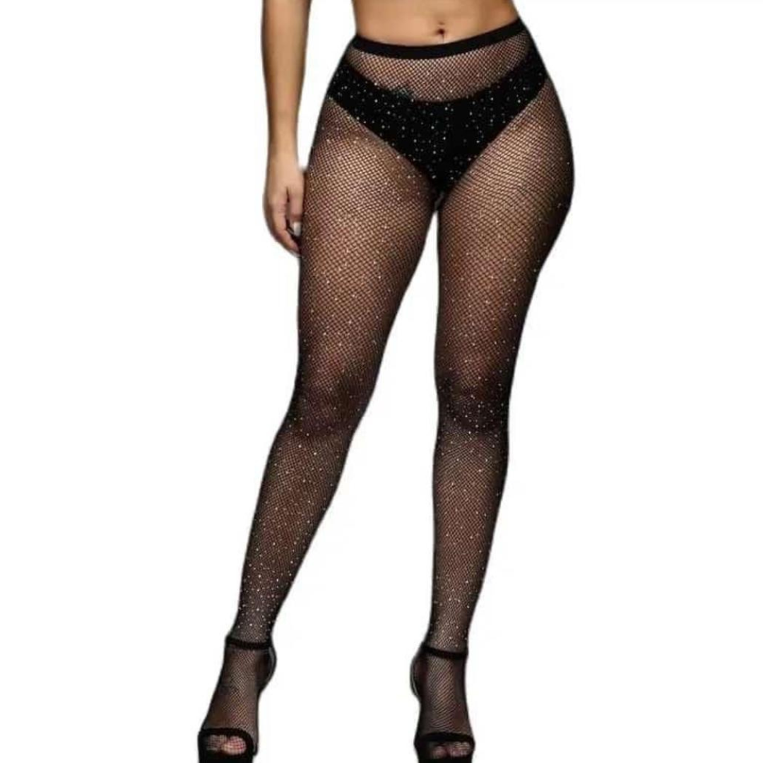 ✨ Collant résille noir à strass — Brillez de mille feux ✨