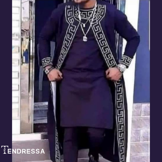 Ensemble 3 Pièces Homme – Boubou, Chemise & Pantalon | Élégance Royale
