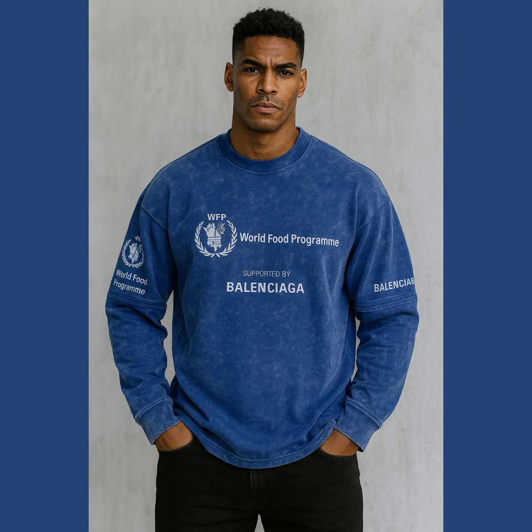 Sweat “WFP × Balenciaga” – Style premium, impact solidaire !