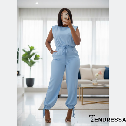 Combinaison Casual Chic Bleu Ciel – Confort, Style et Liberté de Mouvement