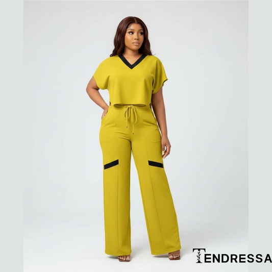 Ensemble Casual Chic Jaune Moutarde – Confort Moderne & Style Assuré