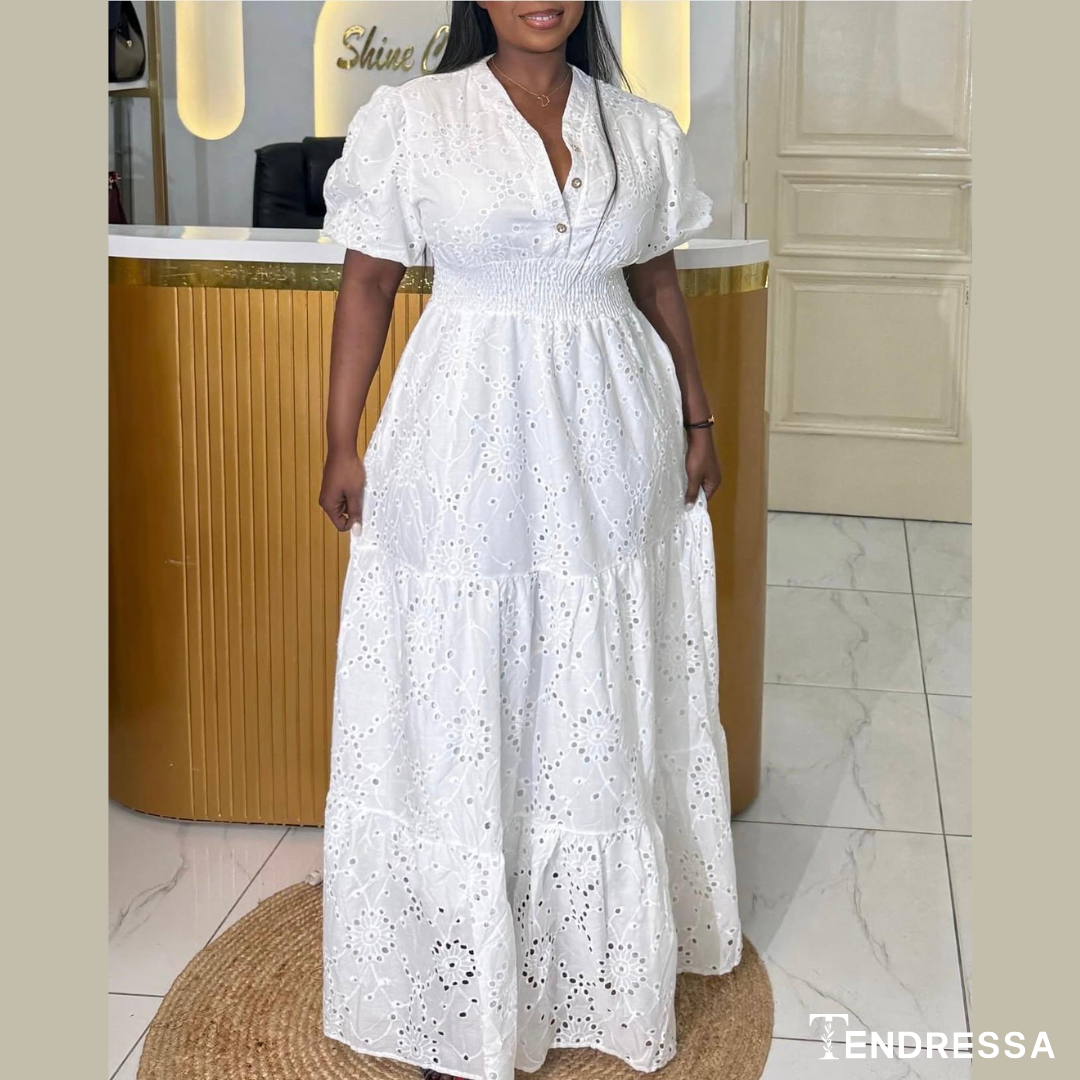 Robe Longue Dentelle Blanche “Pure Élégance” – Féminité Douce & Style Raffiné