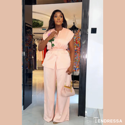 Ensemble Chic Femme “Boss Lady” – Élégance Moderne & Détail Floral Raffiné