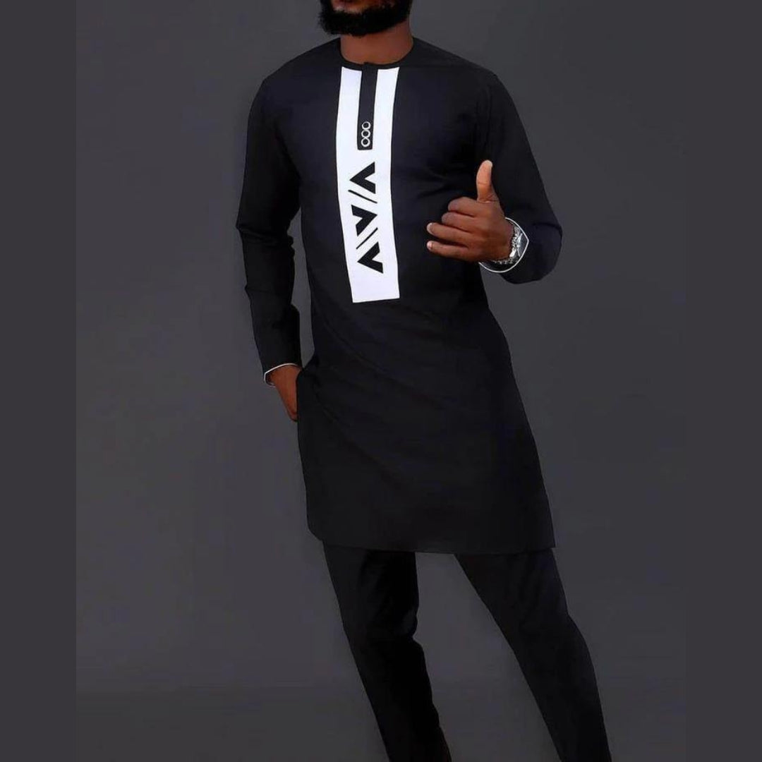 OPTEZ POUR L'ÉLÉGANCE AVEC NOTRE TUNIQUE HOMME 2 PIÈCES - PANTALON ET HAUT MANCHE LONGUE