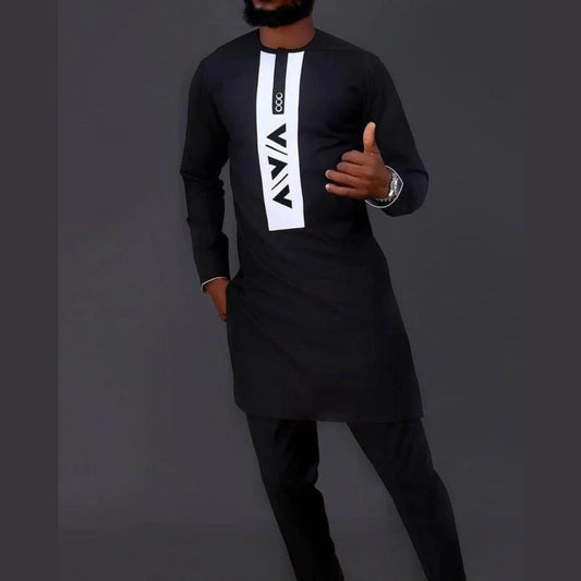 OPTEZ POUR L'ÉLÉGANCE AVEC NOTRE TUNIQUE HOMME 2 PIÈCES - PANTALON ET HAUT MANCHE LONGUE