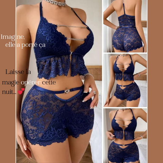 Ensemble Douce Nuit Bleue – Charme et Élégance Intime