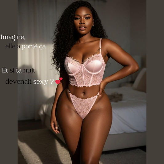 Nuisette en dentelle rose – Élégance & Séduction nocturne