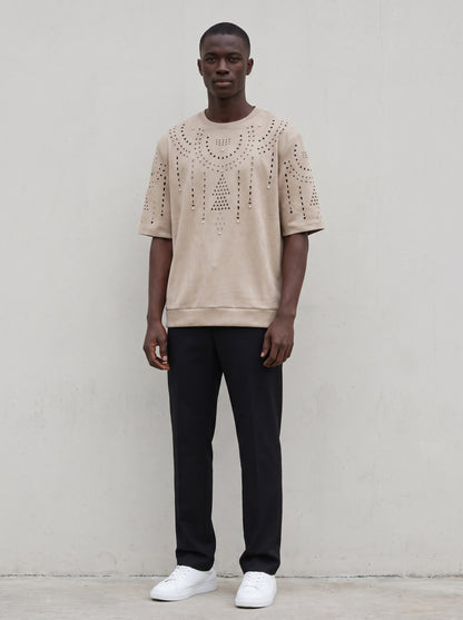 Ensemble Homme - T-shirt et Pantalon, Perforations et Perles