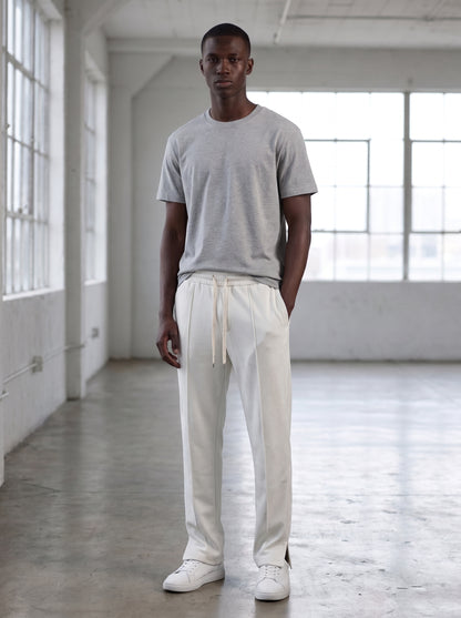 Ensemble Homme Blanc - T-shirt et Pantalon, Manche Ajourée
