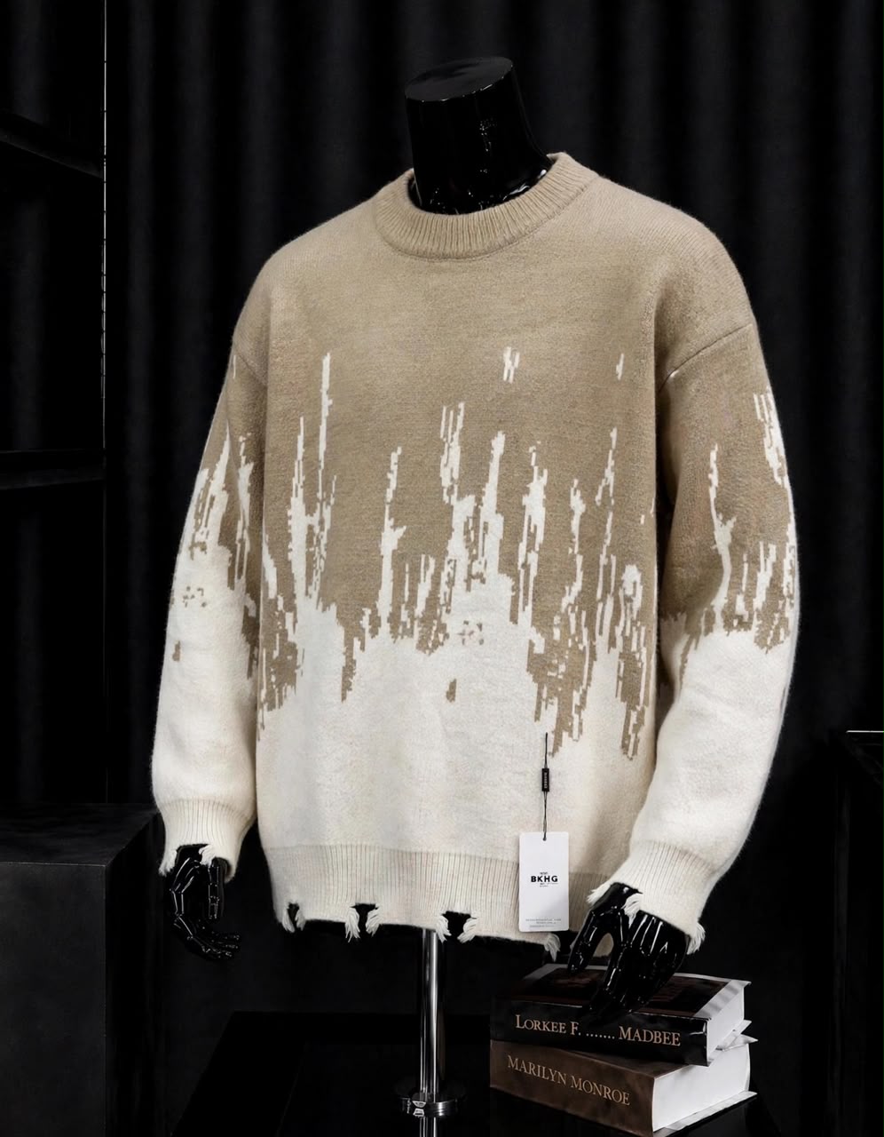 Pull Homme Oversize Effet Dégradé à Motifs Graphiques