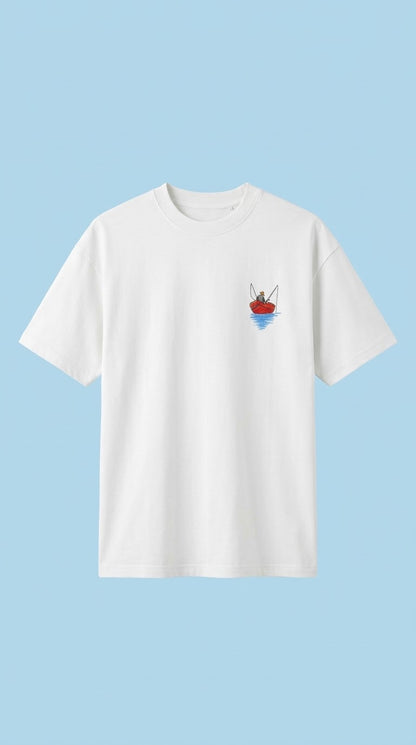 T-shirt oversize pêcheur blanc, vue de face