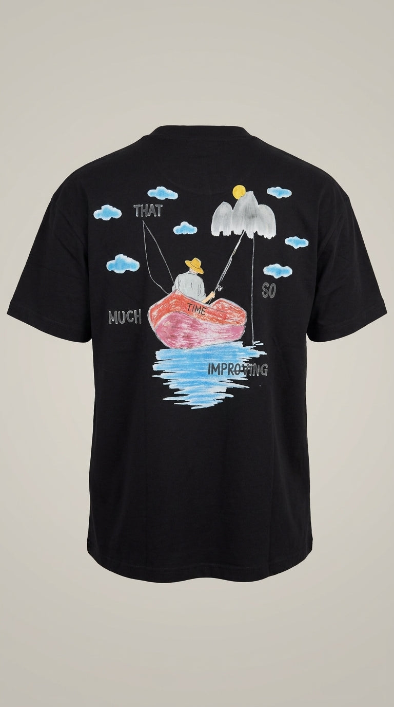 T-shirt oversize pêcheur noir, vue de dos