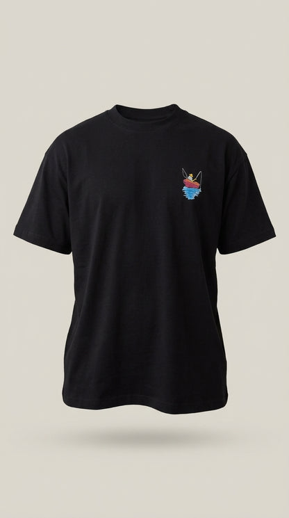 T-shirt oversize pêcheur noir, vue de face