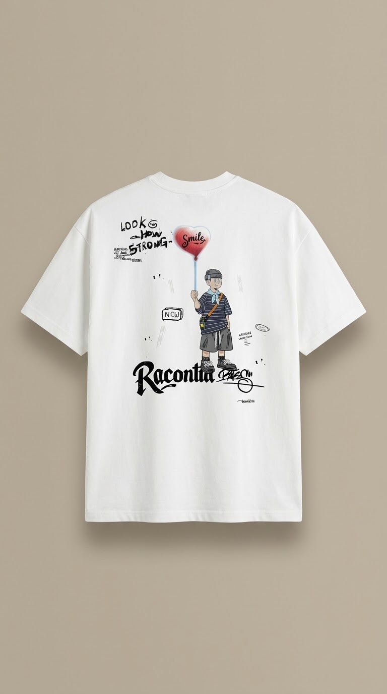 T-shirt oversize Racontia blanc, vue de dos