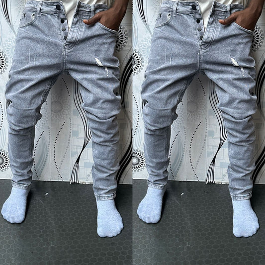 Jean Gris Délavé : Style Urbain et Détails Authentiques