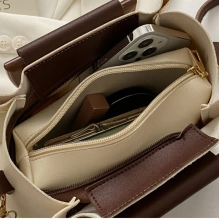 Sac à Main Structuré 2 Pièces avec Pochette