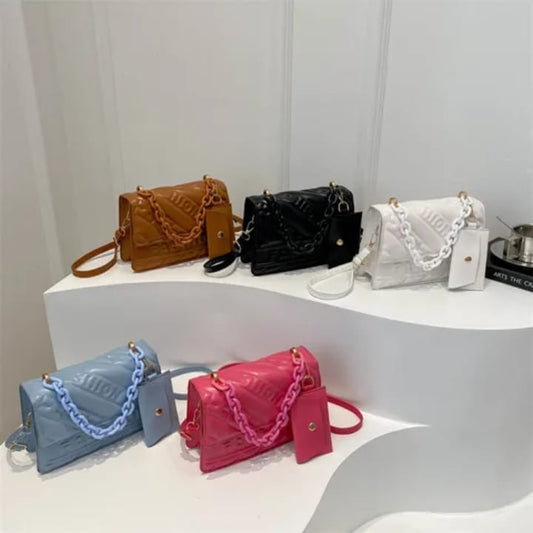 Sac à Main Style Matelassé avec Chaîne et Pochette
