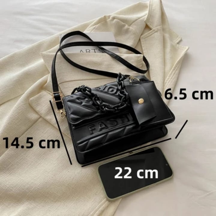 Sac à Main Style Matelassé avec Chaîne et Pochette