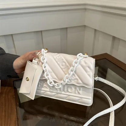 Sac à Main Style Matelassé avec Chaîne et Pochette
