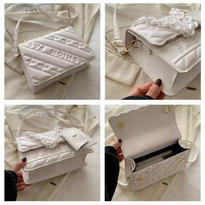 Sac à Main Style Matelassé avec Chaîne et Pochette