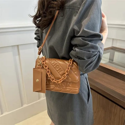 Sac à Main Style Matelassé avec Chaîne et Pochette