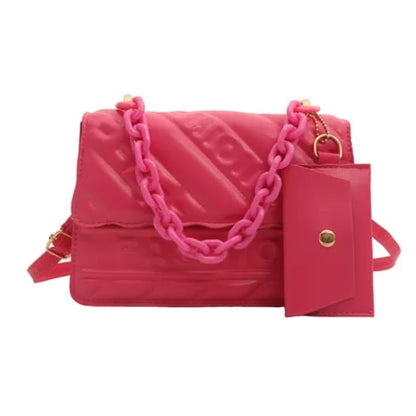Sac à Main Style Matelassé avec Chaîne et Pochette