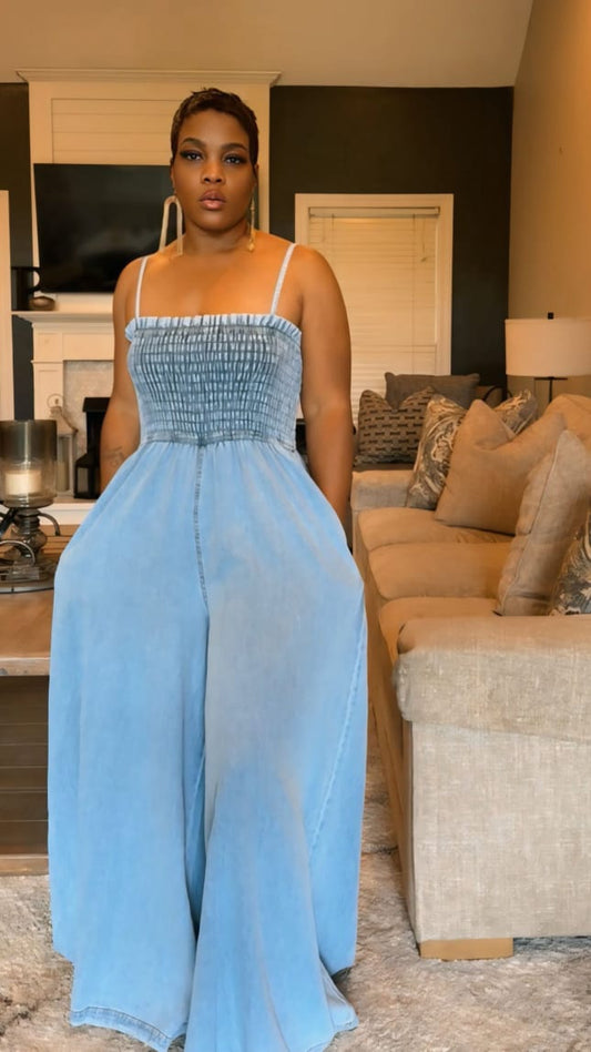 Jumpsuit en Jean Stretch – Élégance & Confort Assuré 💙