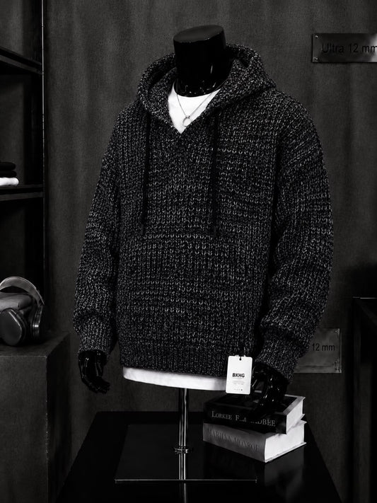 Sweat à capuche tricot épais chiné