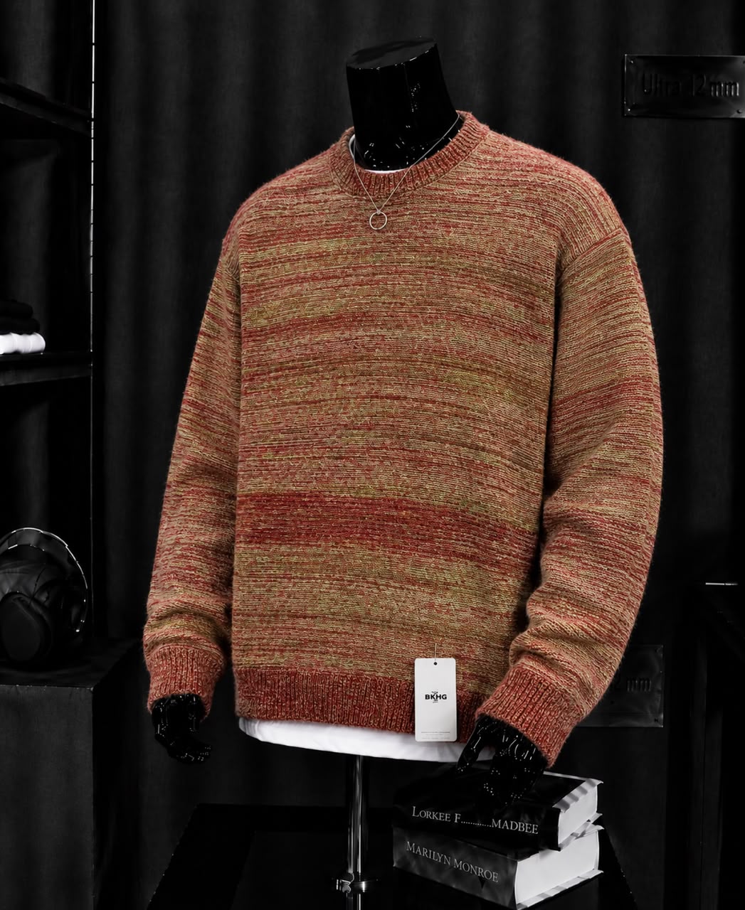 Pull tricot dégradé terracotta olive