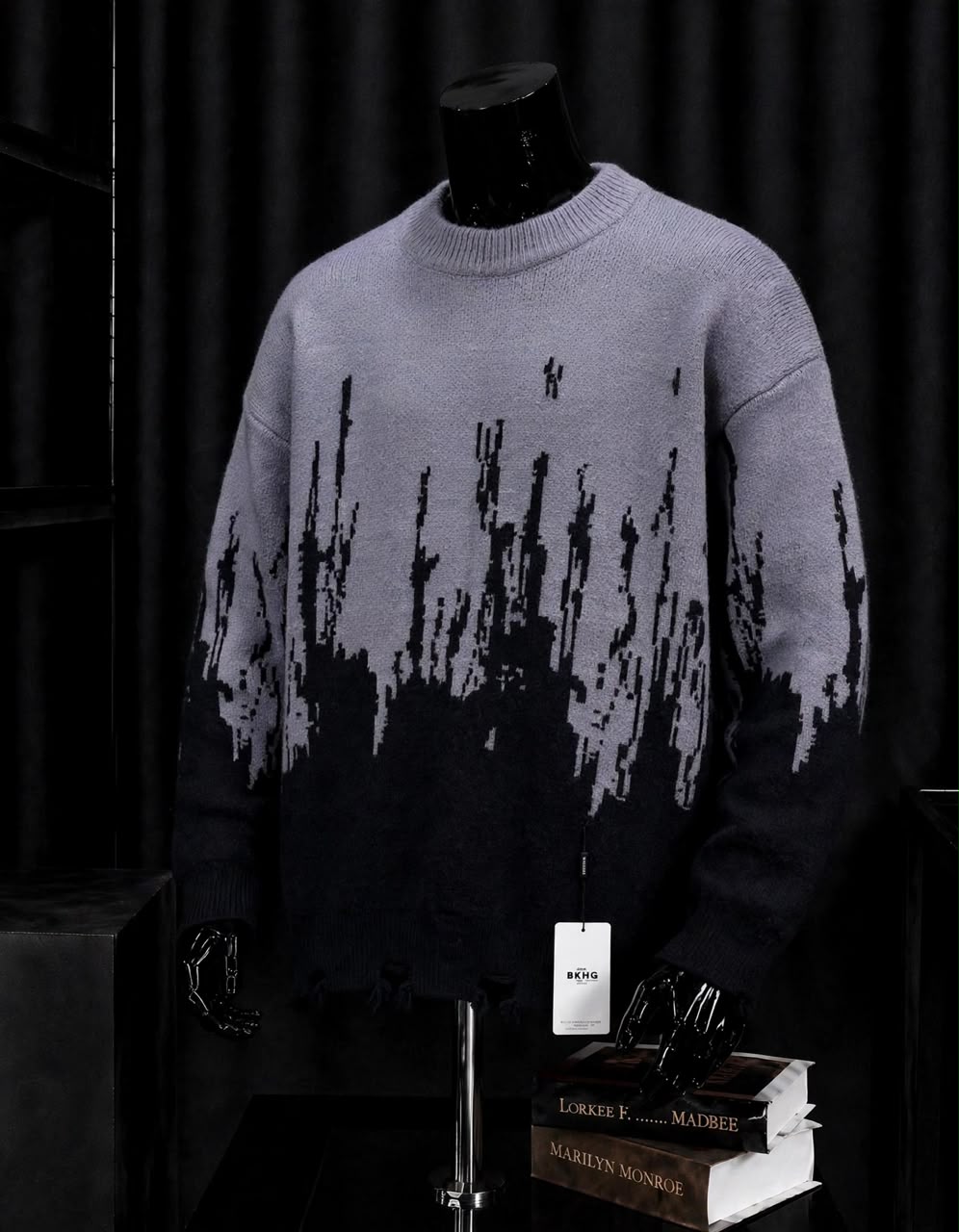 Pull Homme Oversize Effet Dégradé à Motifs Graphiques