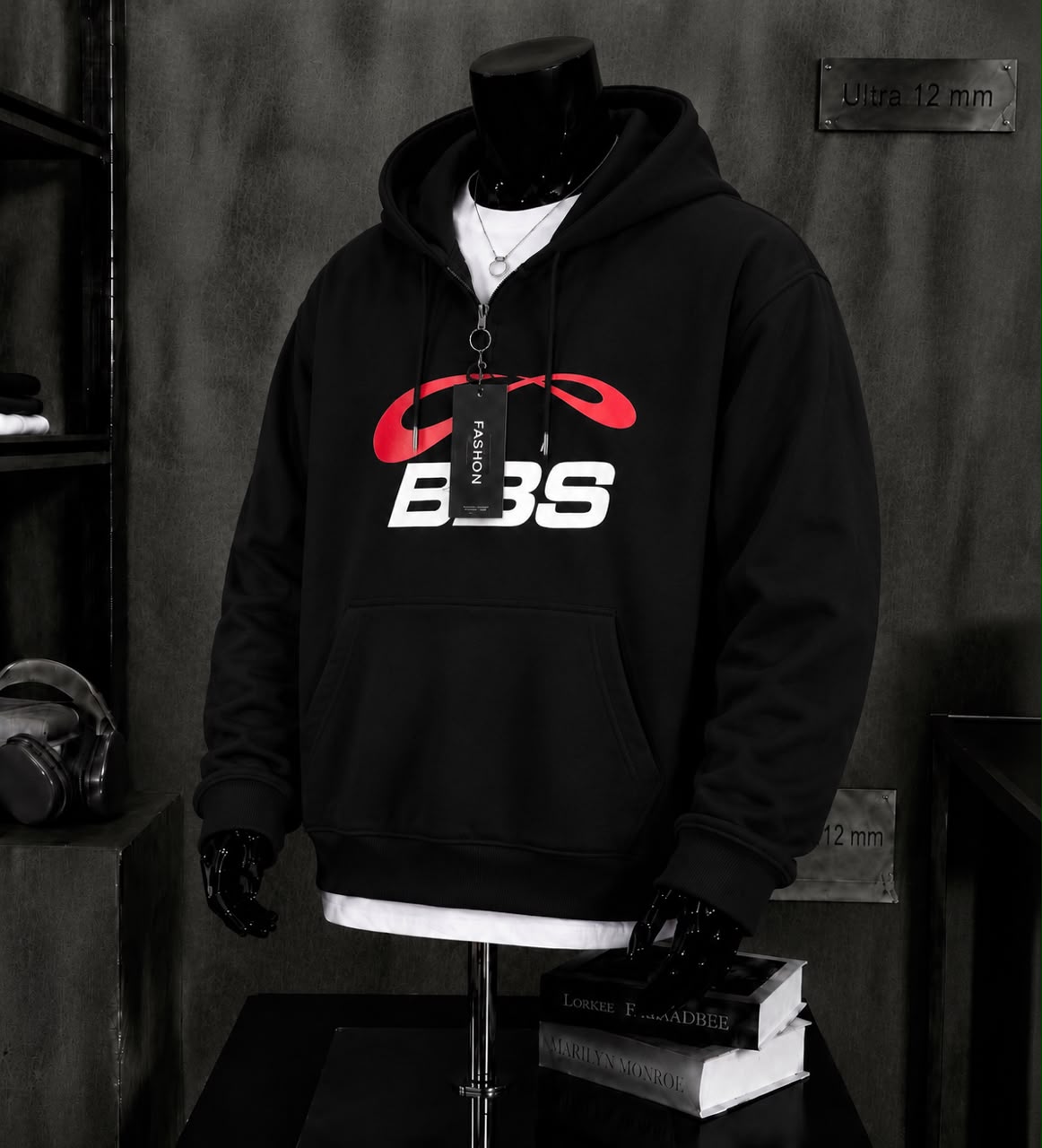 Sweat zippé noir signature BBS