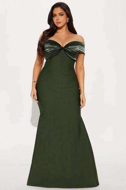 Robe longue bustier drapé épaules nues