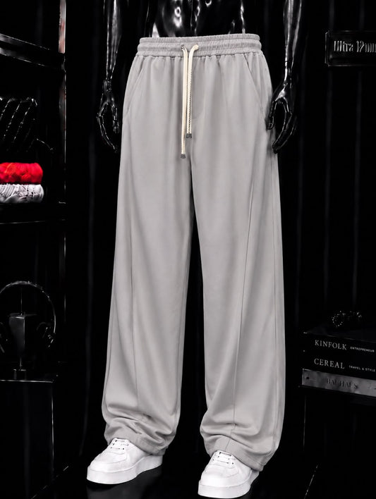 Pantalon jogging gris perle pli marqué