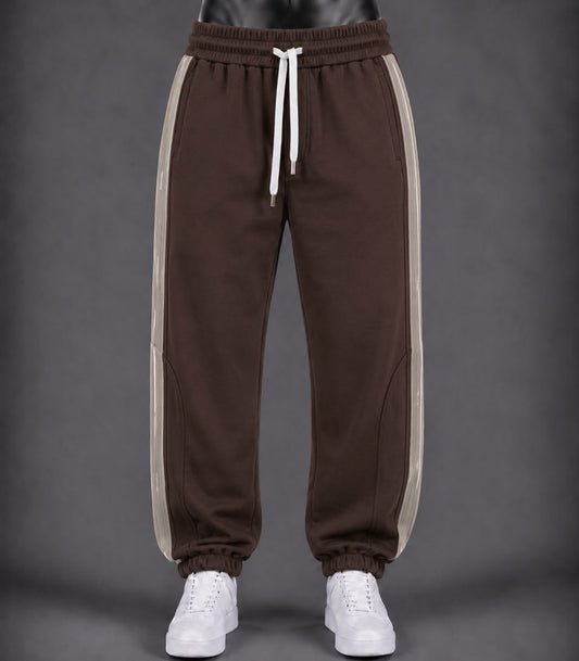 Pantalon jogging marron bande latérale