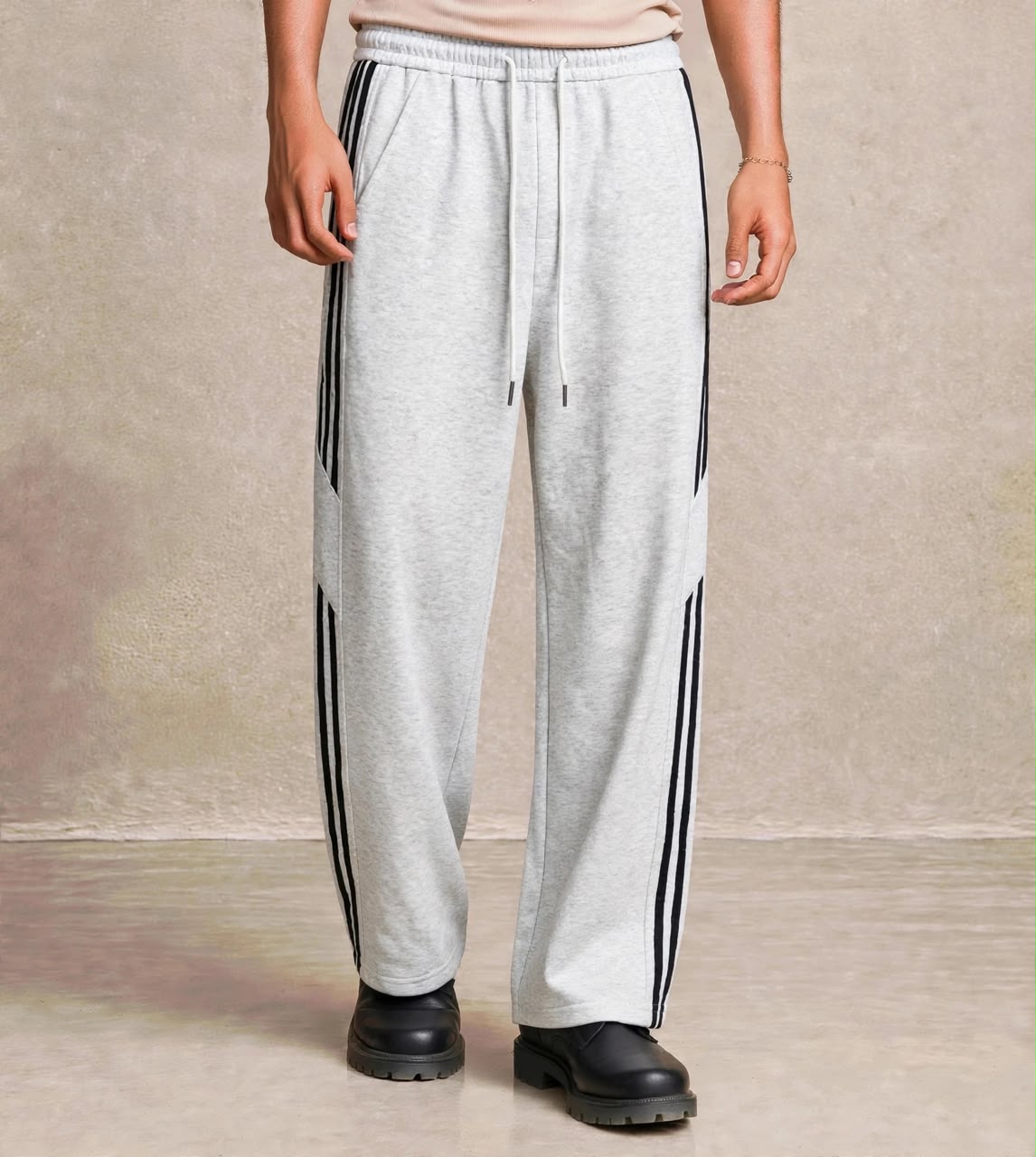 Pantalon large gris trois bandes noires — Tendressa
