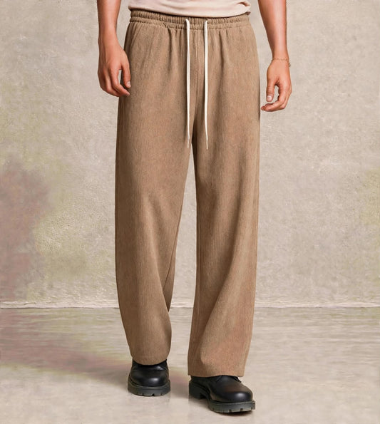 Pantalon large camel velours côtelé — Tendressa