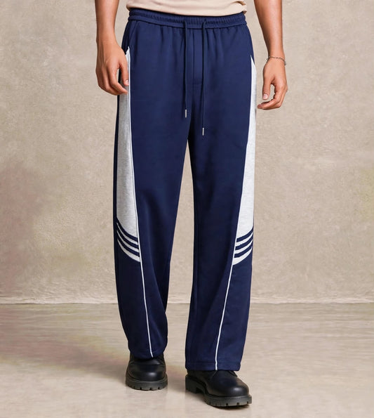 Pantalon jogging bleu marine panneaux gris — Tendressa