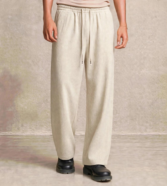 Pantalon large ivoire velours côtelé — Tendressa