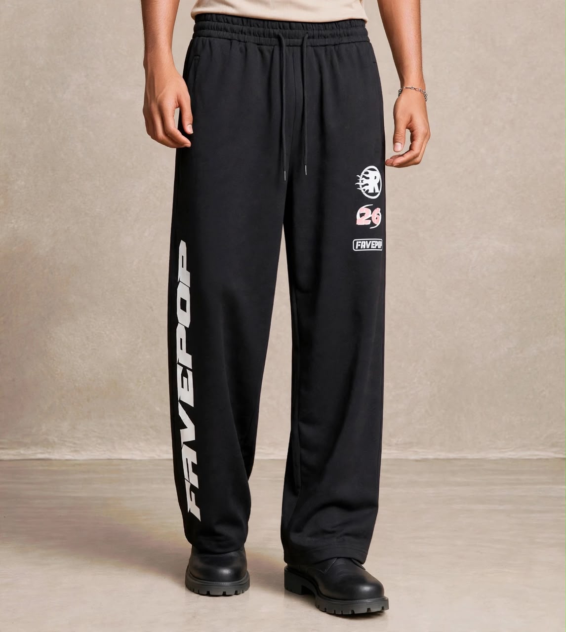 Pantalon jogging noir imprimé Favepop — Tendressa