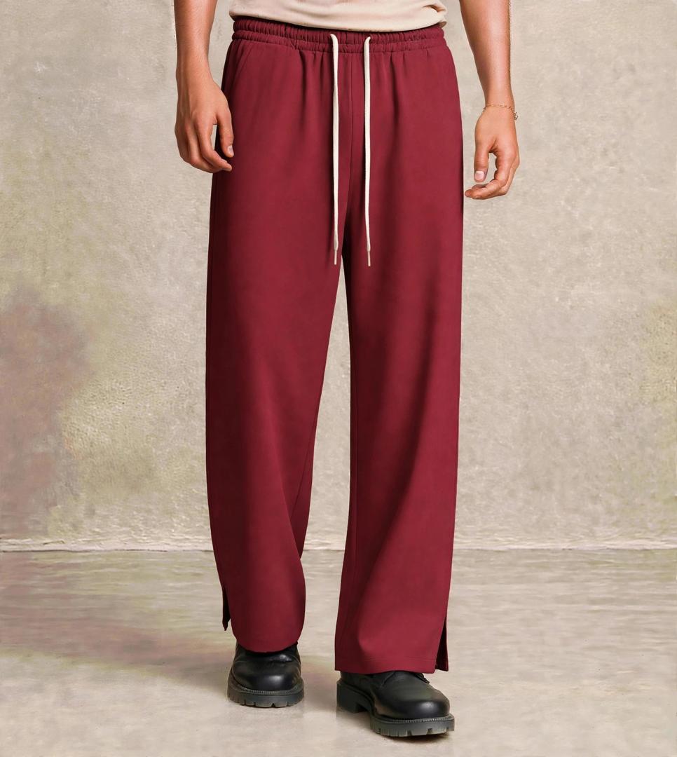 Pantalon large homme taille élastique cordon - Bordeaux