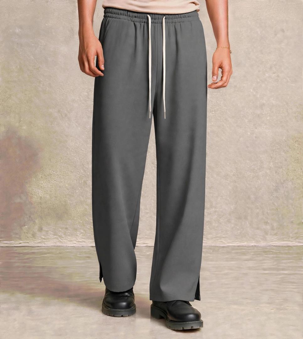 Pantalon large homme taille élastique cordon - Gris anthracite