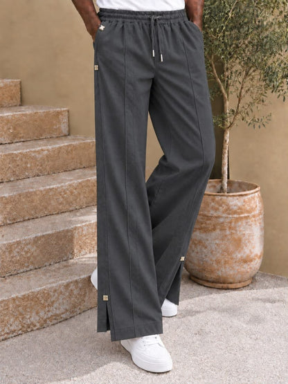 Pantalon large à cordon et fentes latérales