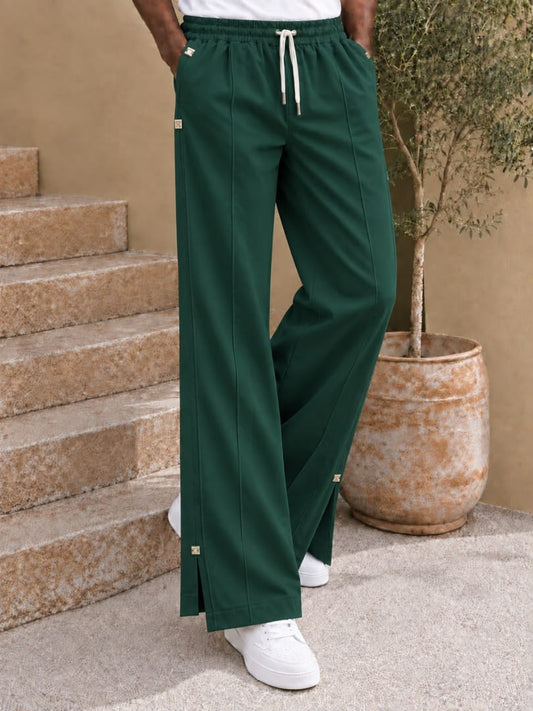 Pantalon large à cordon et fentes latérales