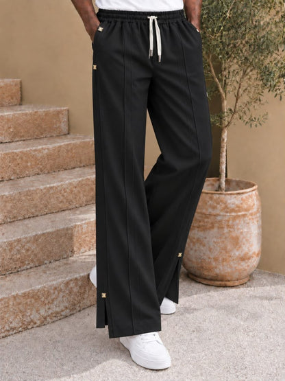Pantalon large à cordon et fentes latérales