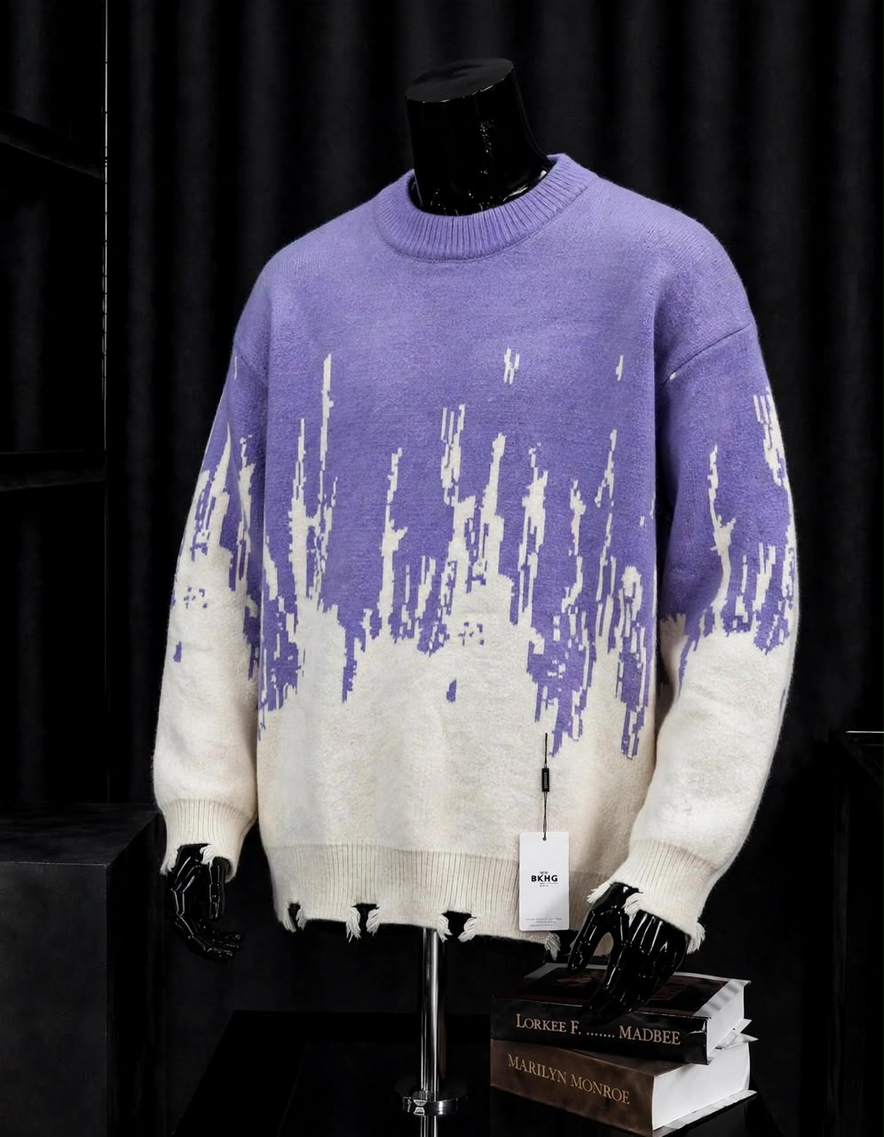 Pull Homme Oversize Effet Dégradé à Motifs Graphiques