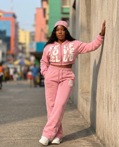 Survêtement crop hoodie et pantalon large