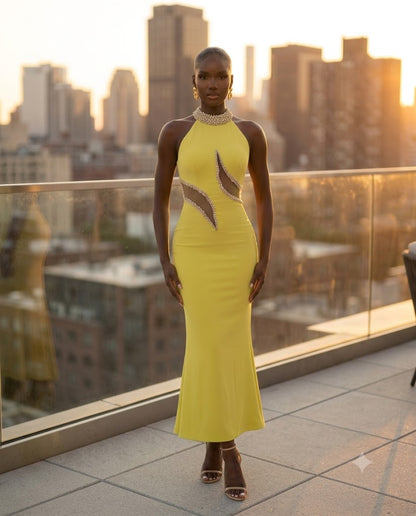 Robe longue col cristaux
