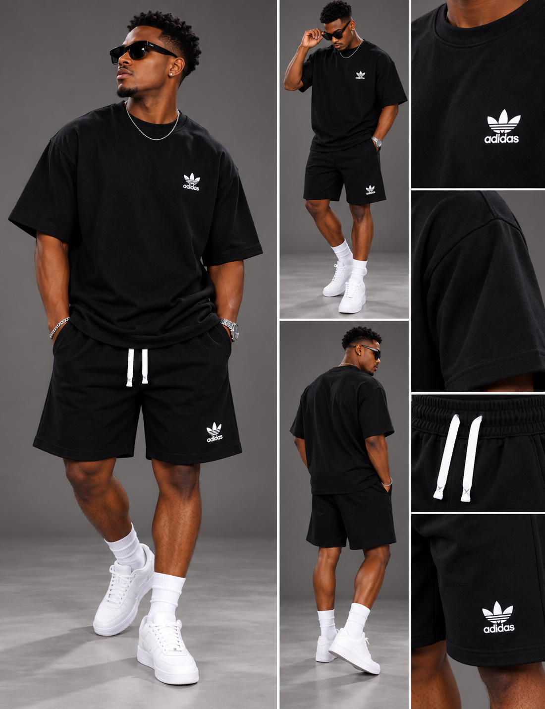 Ensemble Homme 2 Pièces T-shirt & Short – Style Urbain Noir